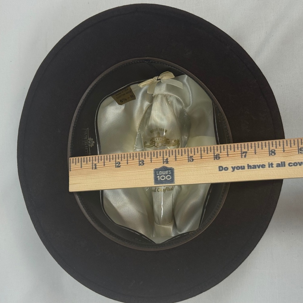 Vintage Mens Wright Mirakai Custom Made Fedora Hat Brown Wool Size 6 7/8 - Picture 13 of 13